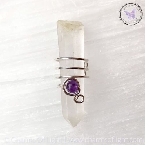 Amethyst Silver Ear Cuff